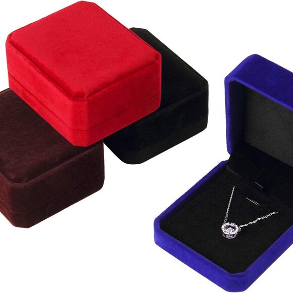4Pcs Velvet Necklace Pendant Gift Box Jewelry Gift Box - Picture 1 of 9